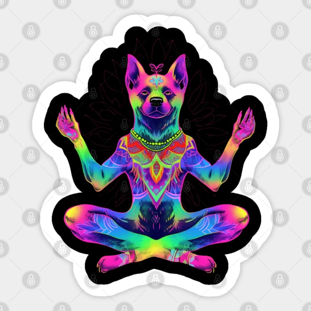 Meditation, Psychedelic Dog Zen Master - Positive Vibes Sticker by We Anomaly